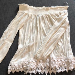 GENTLY USED cream off the shoulder top